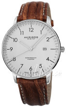 Akribos XXIV Retro Hvid/Læder Ø40 mm Akribos XXIV Retro Hvid/Læder Ø40 mm