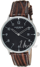 Akribos XXIV Retro Sort/Læder Ø40 mm Akribos XXIV Retro Sort/Læder Ø40 mm