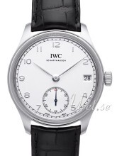 IWC Portuguese Hand-Wound Eight Days Hvid/Læder Ø43 mm IWC Portuguese Hand-Wound Eight Days Hvid/Læder Ø43 mm