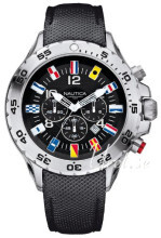 Nautica Chronograph Sort/Læder Ø48 mm Nautica Chronograph Sort/Læder Ø48 mm