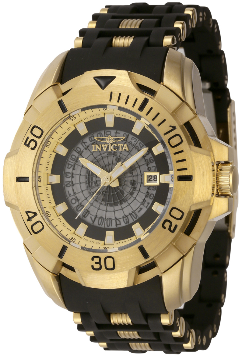 Invicta 44129 Sea Spider Sort/Gul guldtonet stål Ø45.9 mm