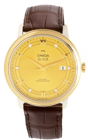 Omega 424.23.40.20.58.001 De Ville Prestige Co-Axial 39.5mm Guld/Læder Ø39.5 mm