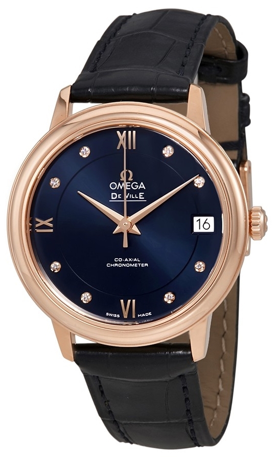 Omega 424.53.33.20.53.001 De Ville Prestige Co-Axial 32.7mm Blå/Læder Ø32.7 mm