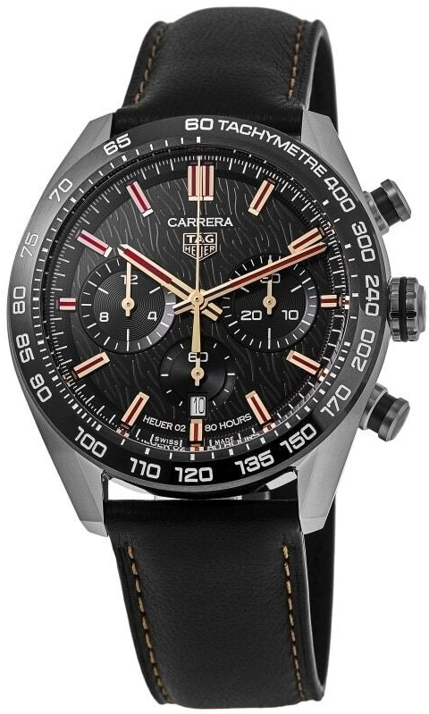 TAG Heuer CBN2A1L.FC6521 Carrera Sort/Læder Ø44 mm